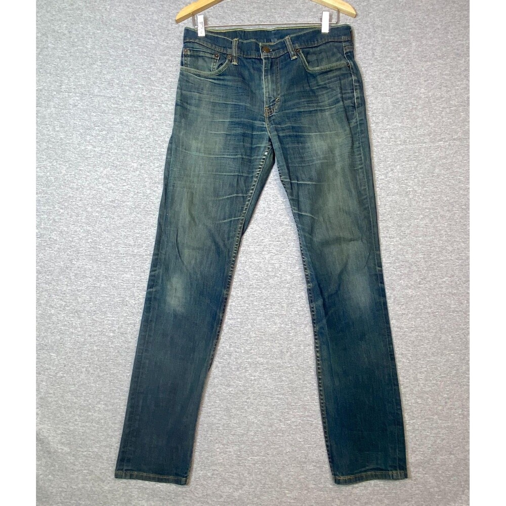 Levis 511 Jeans Mens 32x32 Blue Denim Slim Fit Straight Leg Whisker Wash
